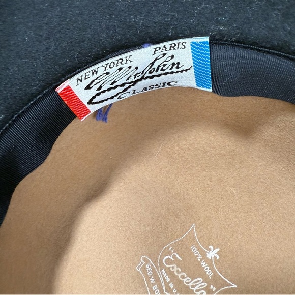 Bollman wool Mr.john Chic Wide Brim wool Hat Feather Detail dapper euro chic - Picture 5 of 6